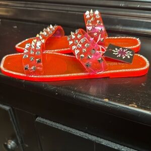 Olivia Miller Red Studded Sandals